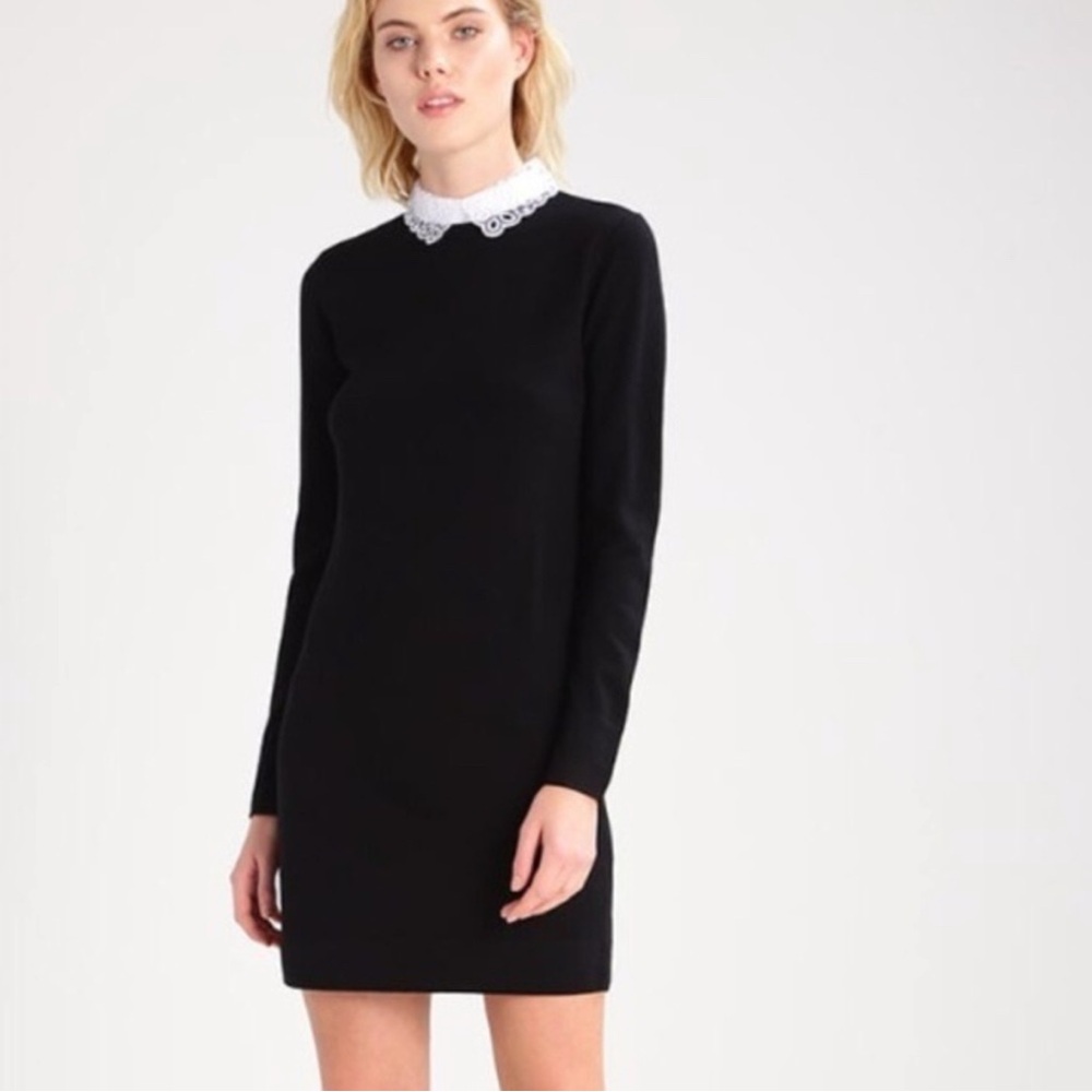 CLUB MONACO Lissah Sweater Dress Wool Peter Pan Collar Wednesday Addams Goth M